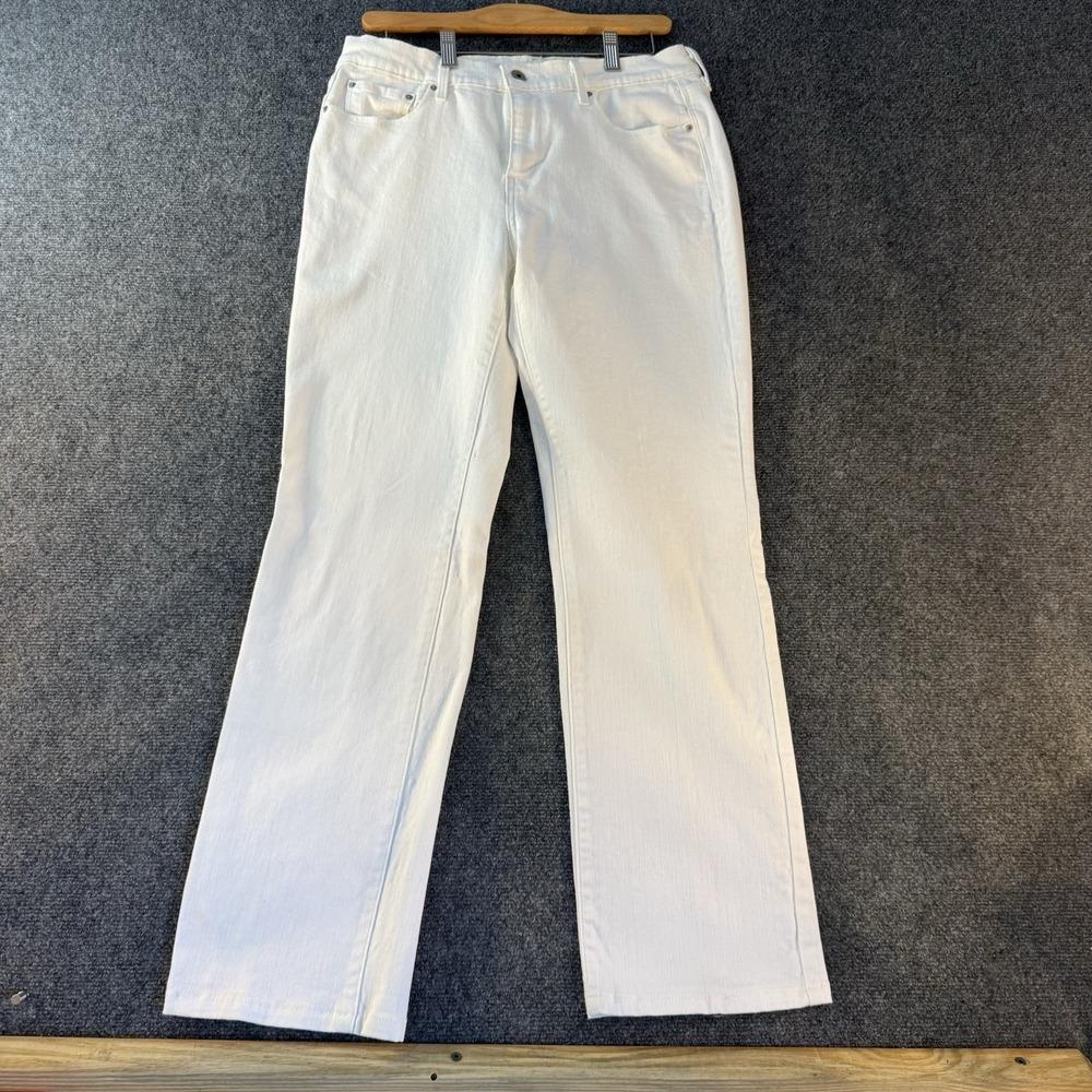 Levi's 505 Straight Leg Jeans Womens 12 White Mid Rise Stretch Denim Pants